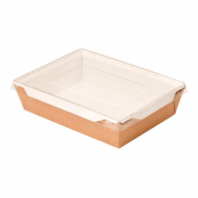 Контейнер-бумажный-1000-мл-222х162х55-прямоуг-крафт-белый-с-пластиковой-крышкой