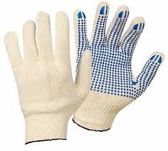 Перчатки хб с ПВХ 5Н нанесением точка белые Перчатки хб с ПВХ 5Н нанесением точка белые