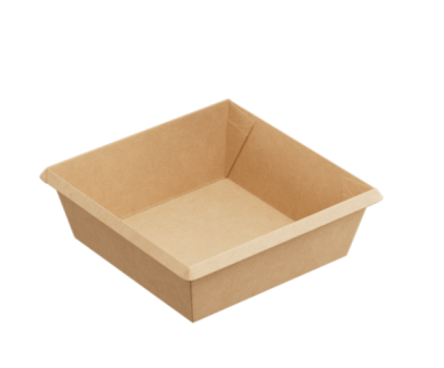 Контейнер бумажный 550 мл 130х130х45 квадрат крафт/крафт без крышки